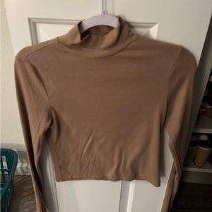 Women's Tan Turtleneck Top